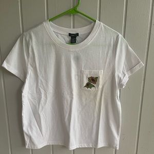 Crop top with embroidered sunflower